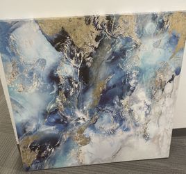 Art Canvas: Blue Gold Cream Colors 
