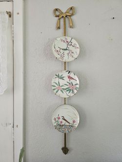 Lot of 3 Wall Vtg  Decorative  Satsuma Collection Hamilton Numbered Hanging Plates  floral -Birds Pattern