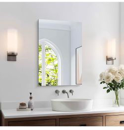 KOCUUY Frameless Mirror, 16"x24" Bathroom Mirror for Over
