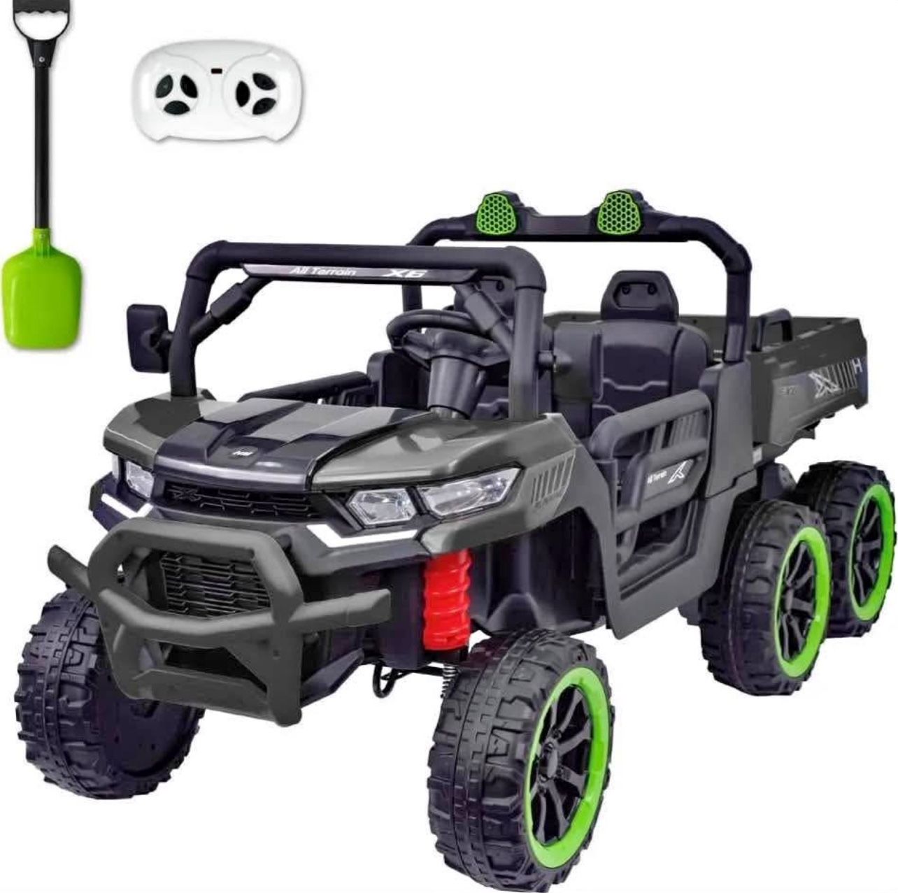 24V Ride On Toys for Big Kids, 4WD 6X6 2 Seater Ride On Dump Truck with Remote Control, 20inch Seat,
