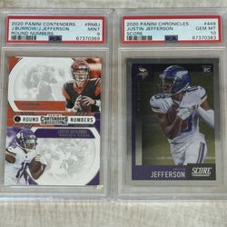 JOE BURROW AND JUSTIN JEFFERSON ROOKIE PSA 9&10