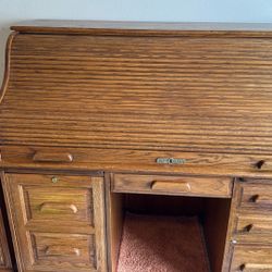 Oak Roll Top Computer Desk