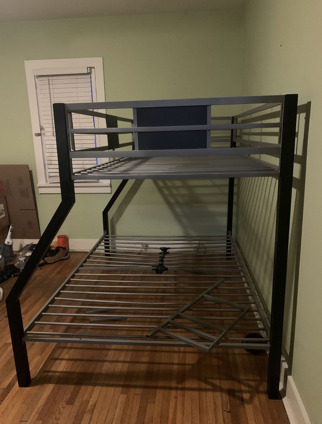 Used Dinsmore Twin over Full Bunk Bed, Black/Gray for Sale in Los