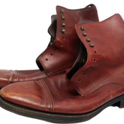 Gucci Mens Brown Leather Boots Straight Tip Lace Up - Size 44 E Casual Shoes Stylish