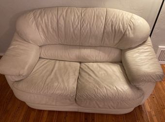 Ivory Leather Couch