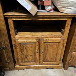 Cabinet wood oak drawers end table cupboard