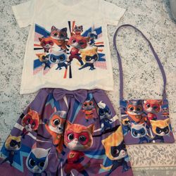 Super Kittens (Shirt, Half-skirt, Purse Set) L