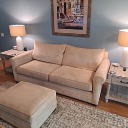 Beige Couch w/ottoman 