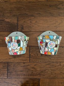 Mosaic wall  pocket planters