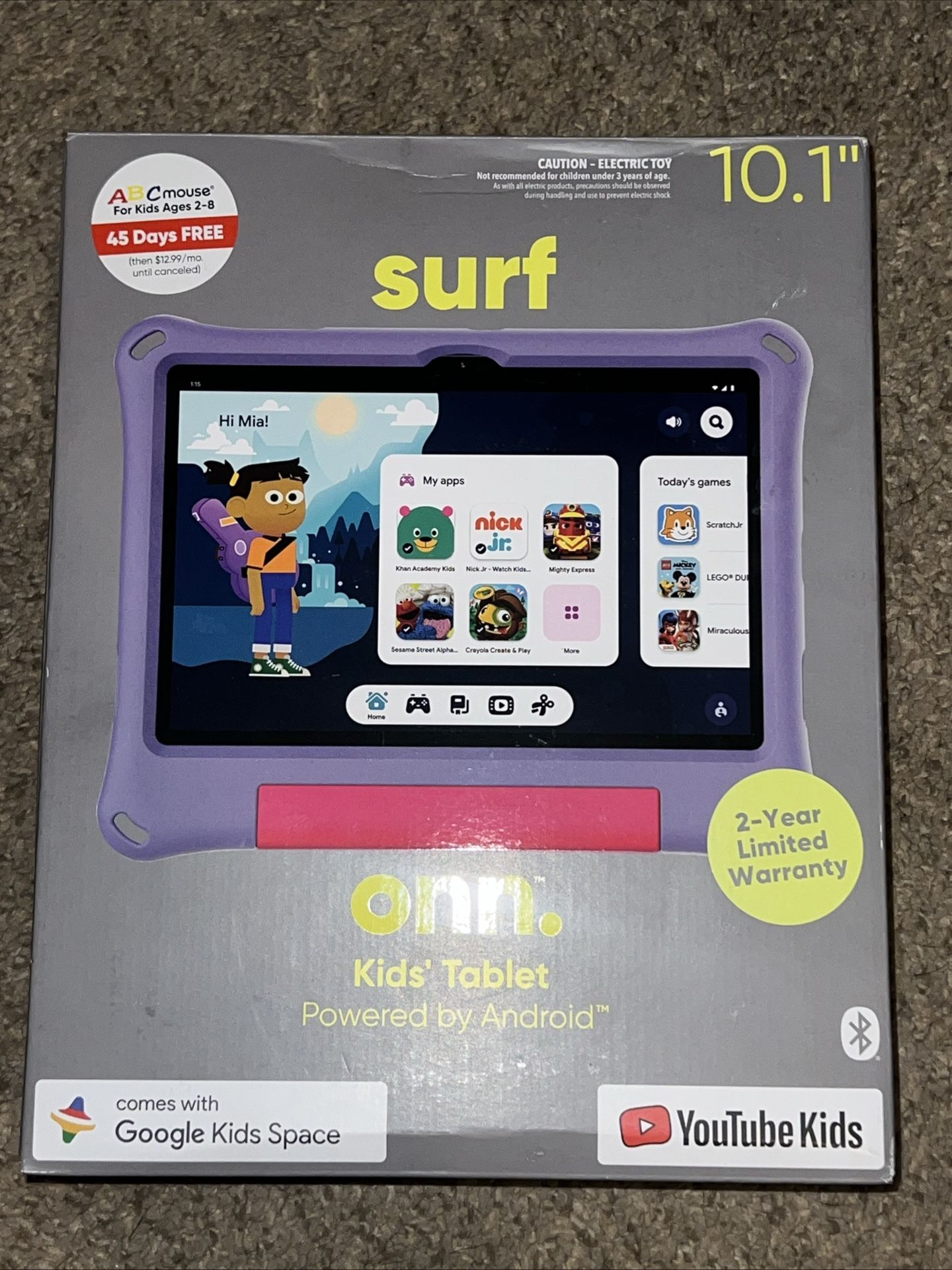 onn. GW2024 10.1" 32GB 3GB RAM Lavender Kids Android WIFI Tablet - OPEN BOX, NEW