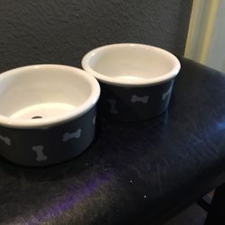2 Ceramic Dog Bowls