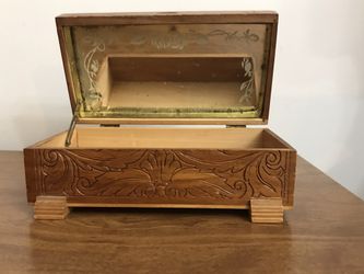 Antique Vintage hand carved wooden candy box it originally came full of candy years ago