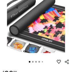 Join & Joy Jigsaw Puzzle Mat Roll Up, Rubber Saver Pad 46" x 26 ", with 4 Sorting Trays NIB