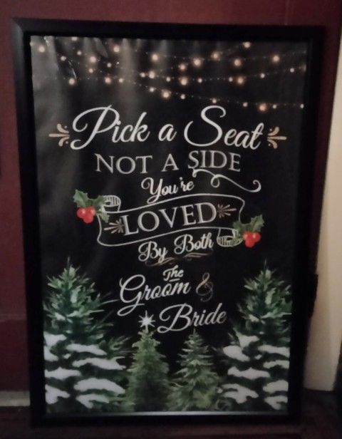 Bride And Groom Large Photo Framed Winter Christmas WeddingTheme