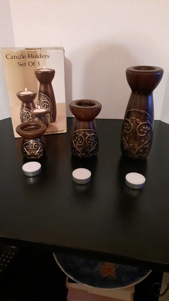 Three Candle Holders with Tea Lights