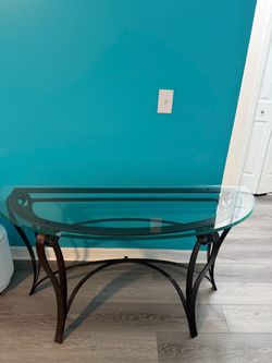 Glass Top Demilune Console Table
