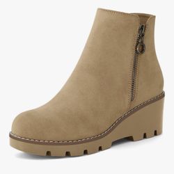 mysoft Women's Ankle Boots Zipper Wedge Booties Lug Sole size 8 1/2 