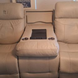 Matrix Cream Leather Power Recliner