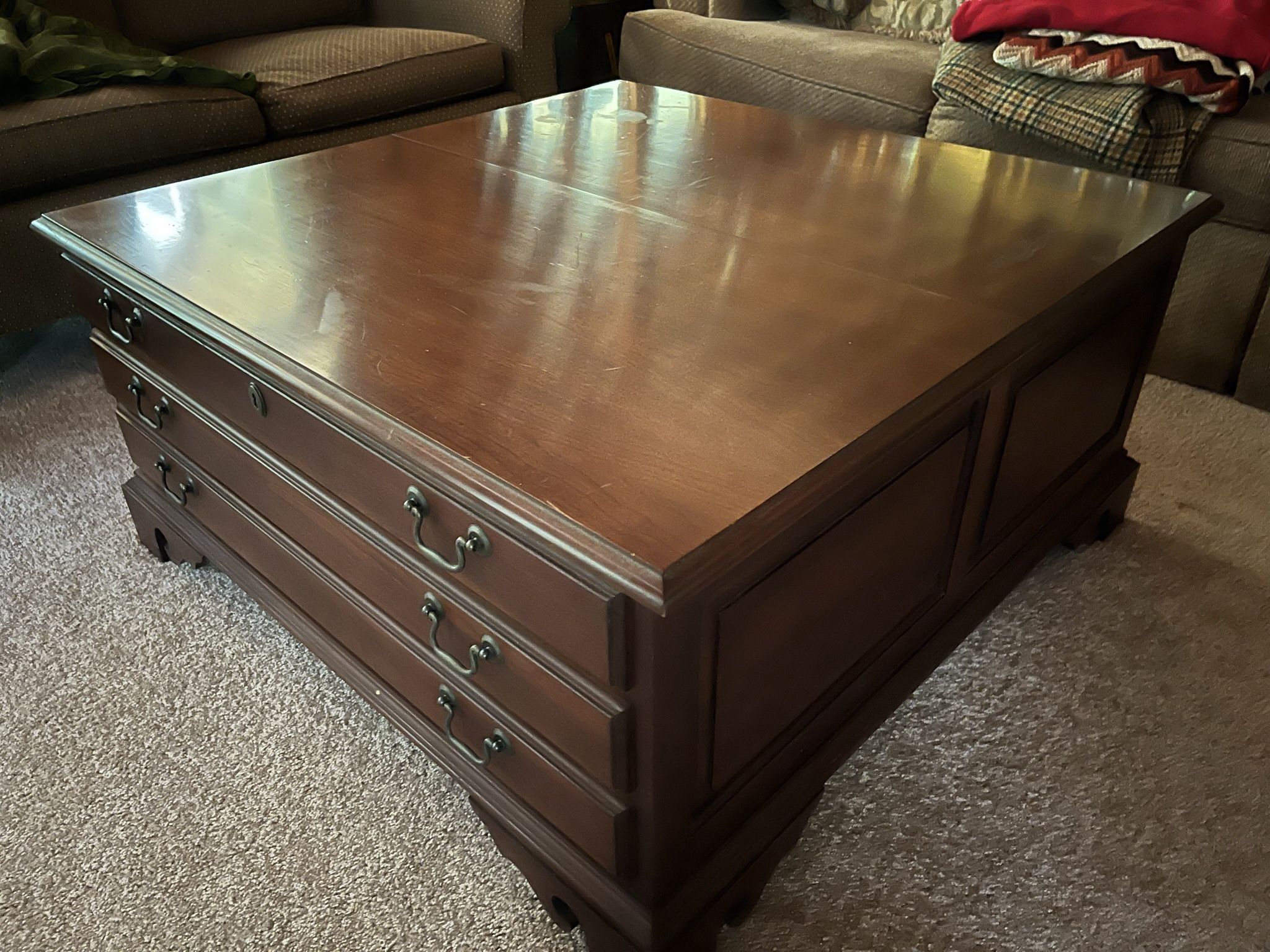 Solid wood motion, coffee, living room table with extra storage