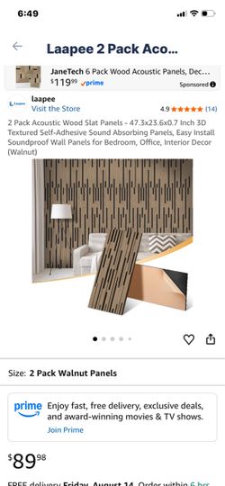 4.9 4.9 out of 5 stars (14) 2 Pack Acoustic Wood Slat Panels - 47.3x23.6x0.7 Inch 3D Textured Self-Adhesive Sound Absorbing Panels, Easy Install Sound