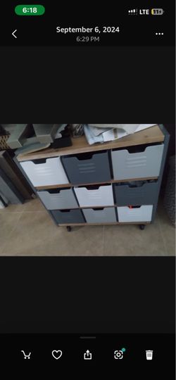 Metal Cart With Wheels Cubbies Shelf