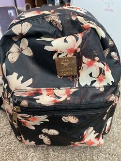 Black floral mini backpack