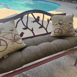 Patio Bench With Cushion & Pillows 
