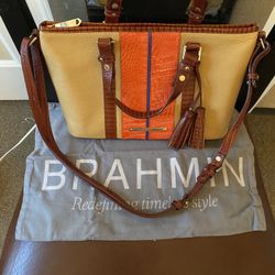 Brahmin Mini Asher Pimento Lady Vineyard leather tote bag.