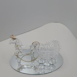 Unique crystal horse and carriage favors for bridal shower.