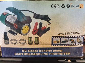 12V/24V Portable Electric Diesel & Oil Transfer Pump Kit with Battery Clamps