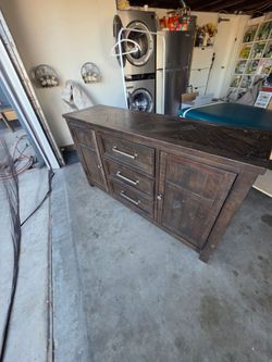 Millennium by Ashley Rustic Sideboard / Buffet – Solid Wood, 3 Drawers + 2 Cabinets, dining room server