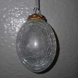 White Crackle Heavy Glass Ornament