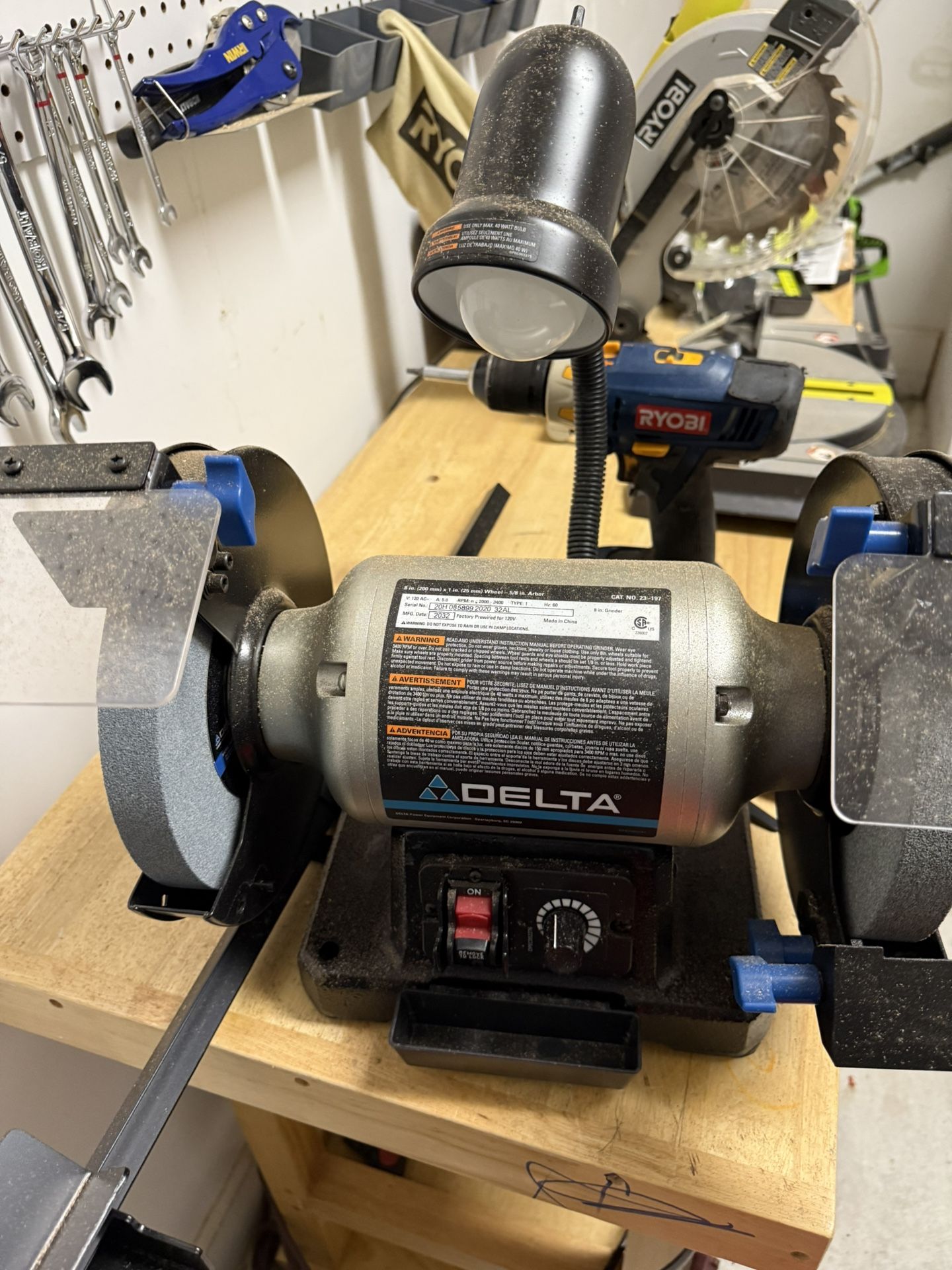 8 in. Variable-Speed Bench Grinder with Light