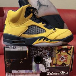 RETRO NIKE  AIR JORDAN 5 Michigan Tokyo Sample PE SZ9.5  Breds Off White Lost And Found 1 Chicago  Union Noir Tan Travis Scott Foamposite A Ma Maniere