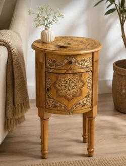 Vintage Butler Specialty Co. Hand-Painted Demilune Cabinet / Accent Table