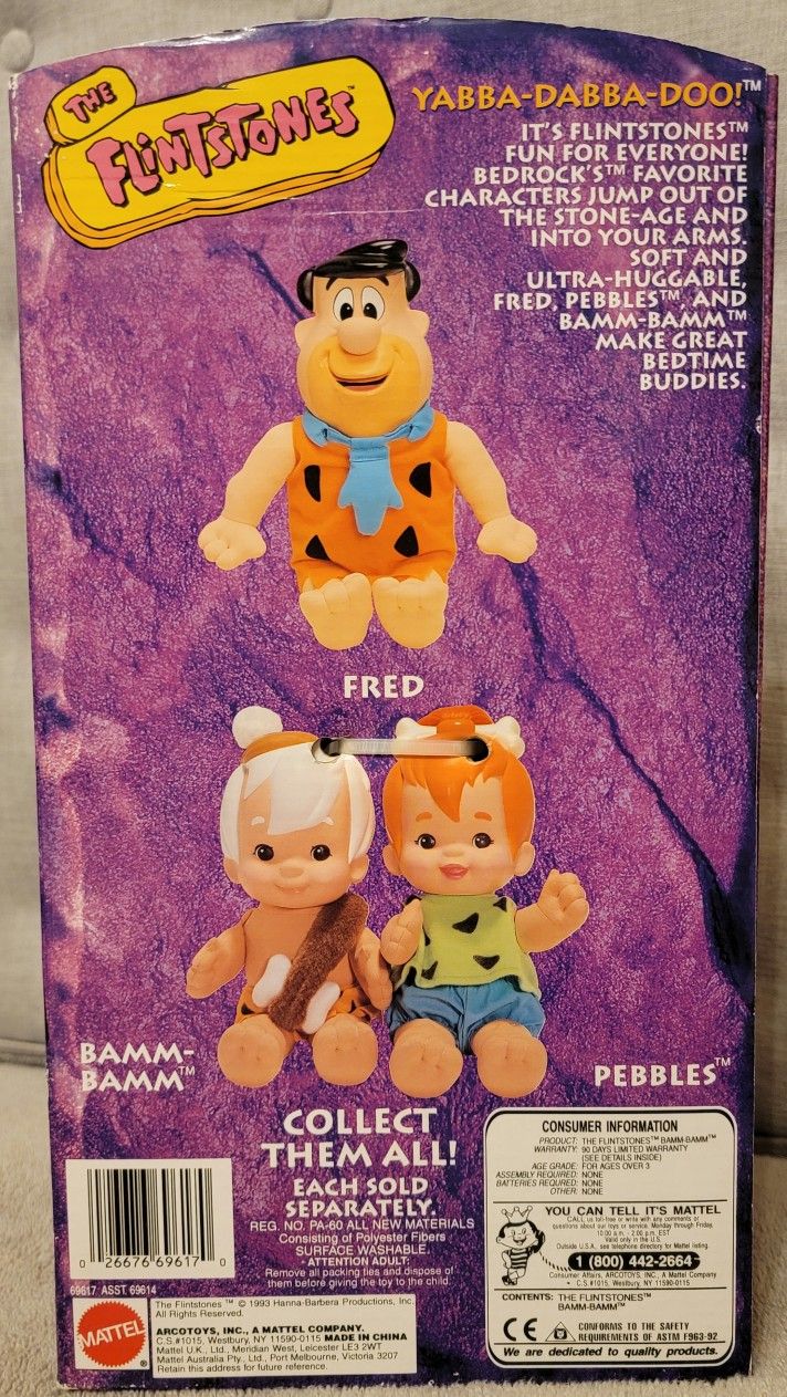 NEW The Flintstones, Bamm Bamm & Pebbles Dolls Mattel Vintage