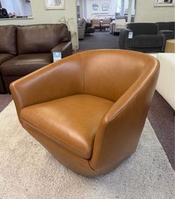 Genuine leather swivel chair - HEMKY