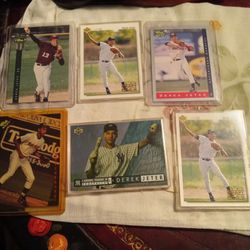 Baseball cards, Derek jeter and Alex Rodriguez rookie.
