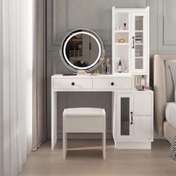 White Vanity Set with Stool