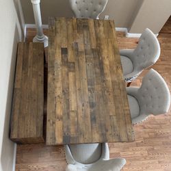 Rustic Solid Wood Dining Table Set For 6