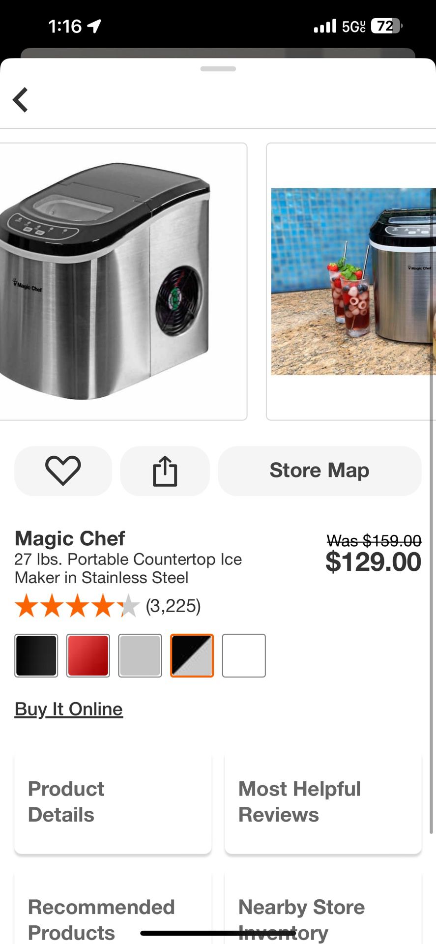 Magic Chef 27 Ibs. Portable Countertop Ice Maker in Stainless Steel