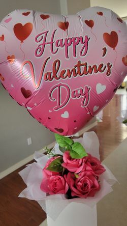 Happy Valentines Day Flower Balloon Gift