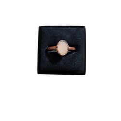 Size 6.5 Tarnished Copper Toned Rose Quartz Ring