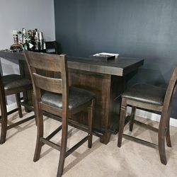 Bar, Console, Coffee Table, 6 Chairs 