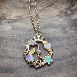 New Alice in wonderland gold pendant clock necklace