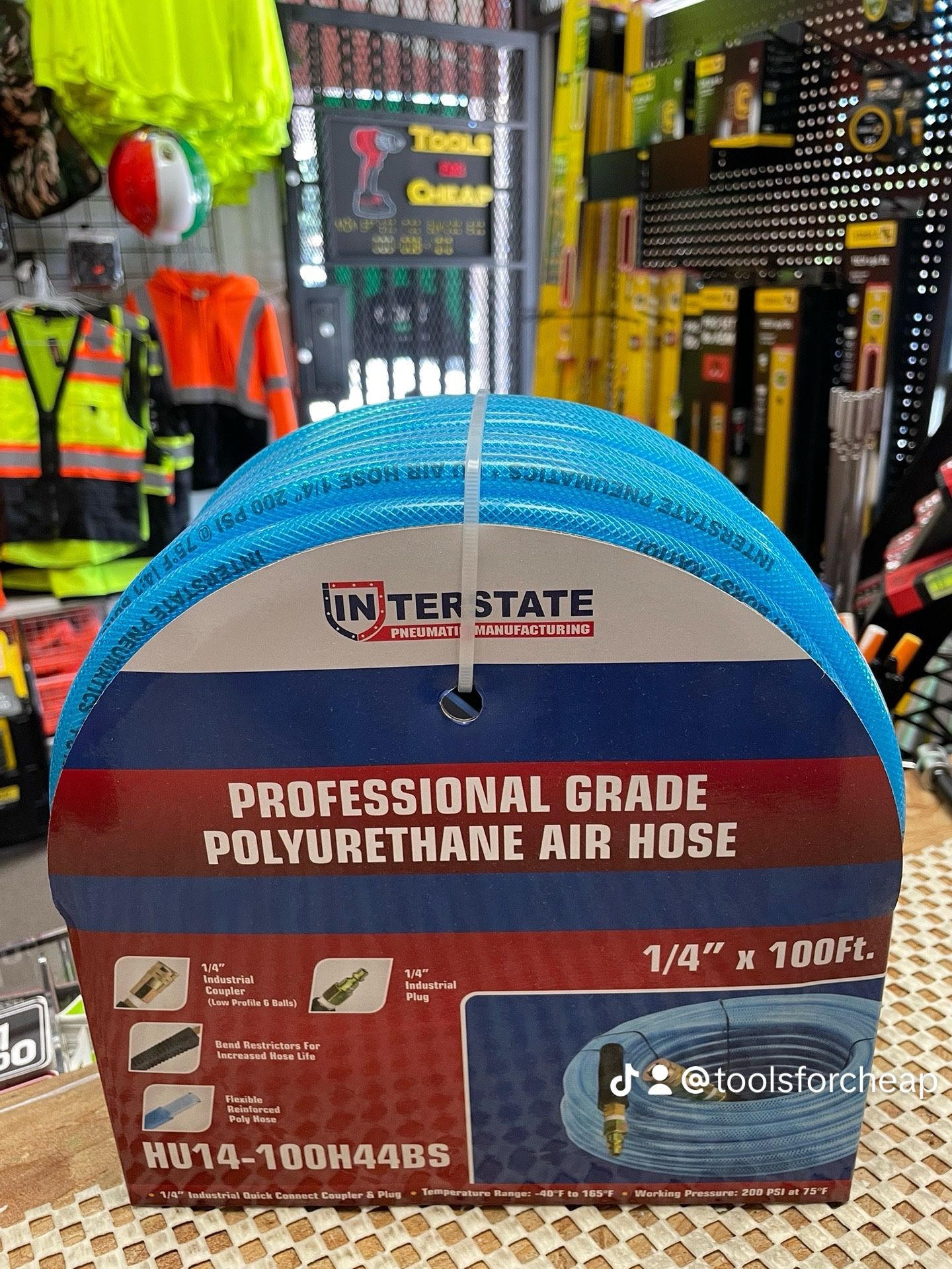 Interstate 1/4” X 100ft Professional grade polyurethane air hose. $65