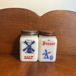 Salt and Pepper Windmill Dutch Shakers - about 3.25” tall
