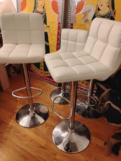 White Faux Leather Barstools