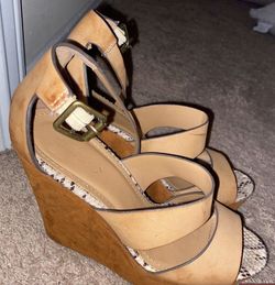 Bamboo Snakeskin Wedges