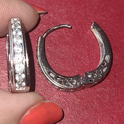 Beautiful Silver Earrings W/Filigree Hoops Safety Close And Hinged E